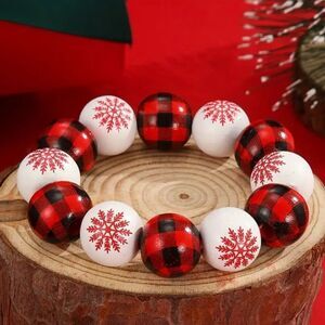 Christmas wooden chunky bead bracelet